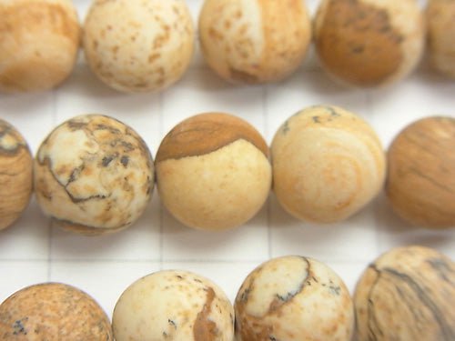 Frost Picture Jasper Round 10mm 1strand beads (aprx.15inch/36cm)