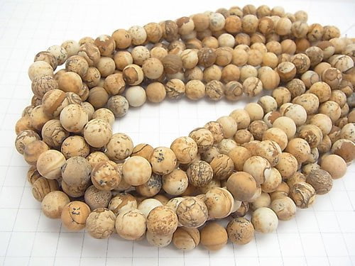 Frost Picture Jasper Round 10mm 1strand beads (aprx.15inch/36cm)