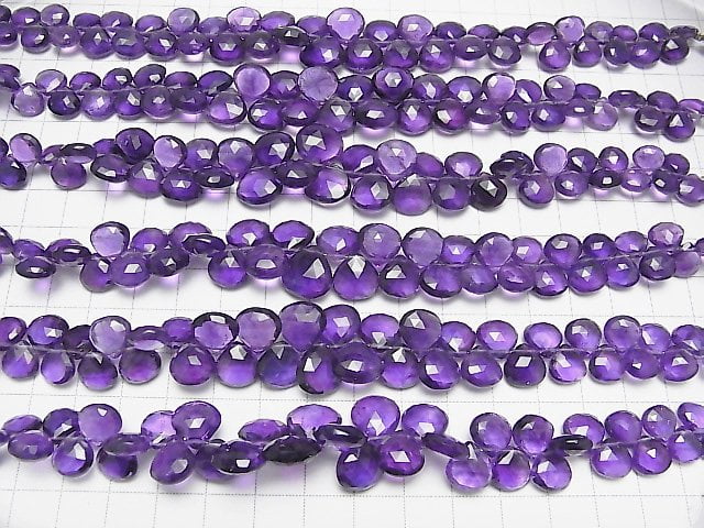 [Video] High Quality Amethyst AAA- Chestnut  Faceted Briolette  half or 1strand beads (aprx.7inch/18cm)