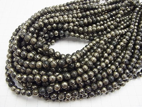 1strand $7.79! Matrix Pyrite Round 6mm 1strand beads (aprx.15inch / 38cm)