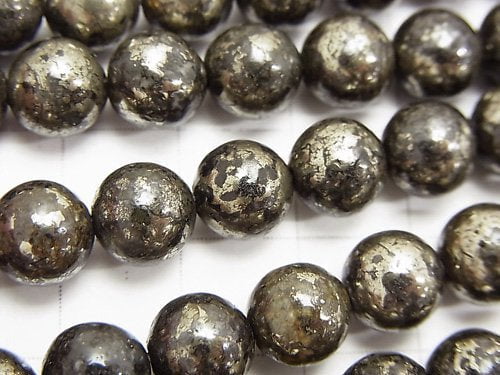 [Video] 1strand $8.79! Matrix Pyrite Round 8mm 1strand beads (aprx.15inch / 38cm)