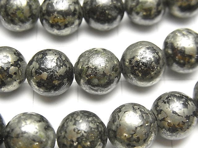 [Video] Matrix Pyrite Round 10mm half or 1strand beads (aprx.14inch/35cm)
