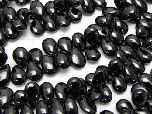 High Quality Black Spinel AAA Pear shape (Smooth) 5pcs or 1strand beads (aprx.7inch / 18cm)