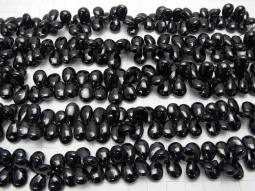 High Quality Black Spinel AAA Pear shape (Smooth) 5pcs or 1strand beads (aprx.7inch / 18cm)