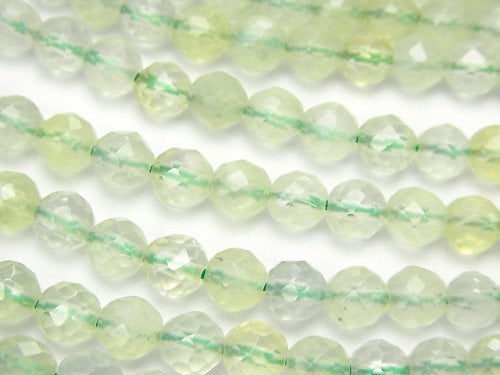 Faceted Round, Prehnite Gemstone Beads