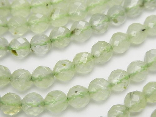 Faceted Round, Prehnite Gemstone Beads