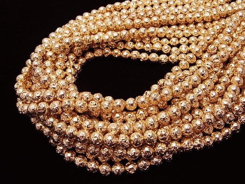 Lava Round 6mm Gold Coated 1strand beads (aprx.15inch/36cm)