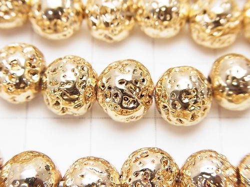 Lava Round 8mm Gold Coated 1strand beads (aprx.15inch/37cm)