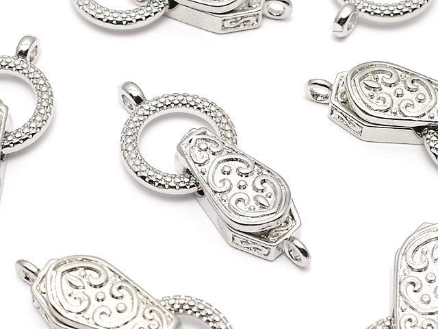 Metal parts with magnet Clasp Silver color 2pcs