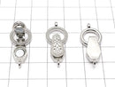 Metal parts with magnet Clasp Silver color 2pcs