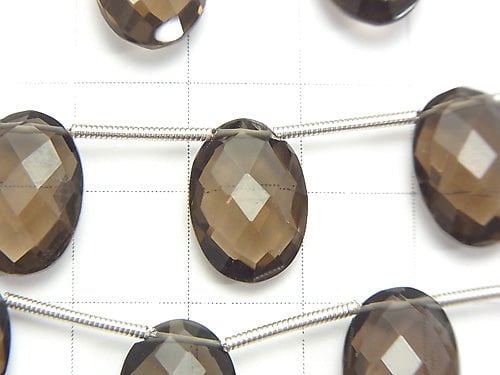 High Quality Smoky Quartz AAA Faceted Oval (Cushion Cut )14x10x6mm half or 1strand beads (aprx.5inch/13cm)