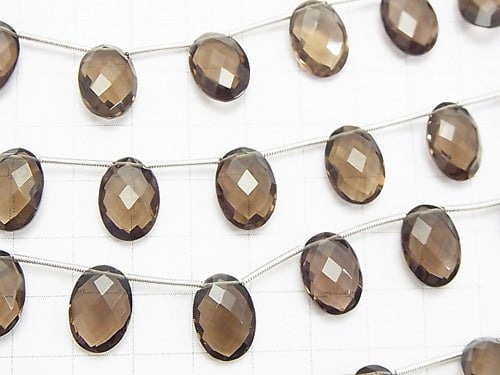 High Quality Smoky Quartz AAA Faceted Oval (Cushion Cut )14x10x6mm half or 1strand beads (aprx.5inch/13cm)