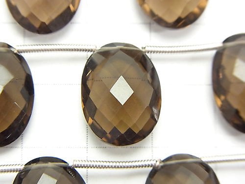 High Quality Smoky Quartz AAA Faceted Oval (Cushion Cut )16x12x6mm half or 1strand beads (aprx.6inch/14cm)