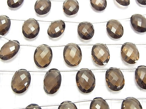 High Quality Smoky Quartz AAA Faceted Oval (Cushion Cut )16x12x6mm half or 1strand beads (aprx.6inch/14cm)