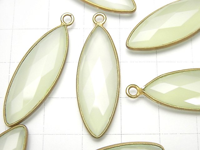 [Video] Light Green Chalcedony AAA Bezel Setting Faceted Marquise 35x11x5mm 2pcs