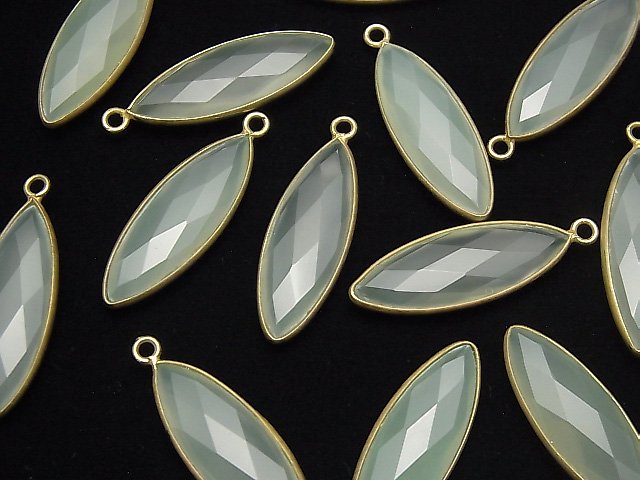 [Video] Light Green Chalcedony AAA Bezel Setting Faceted Marquise 35x11x5mm 2pcs