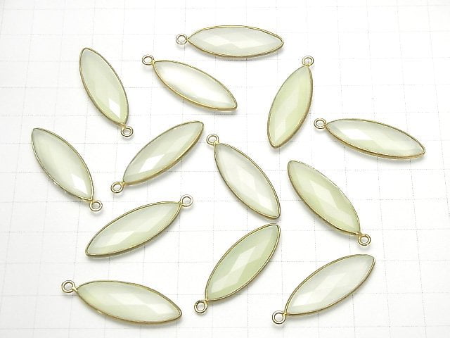 [Video] Light Green Chalcedony AAA Bezel Setting Faceted Marquise 35x11x5mm 2pcs