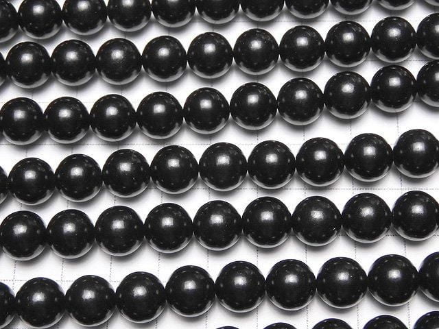 Natural Jet (fossilized wood) AAA- Round 10mm half or 1-strand beads (approx. 15 inches/36 cm)