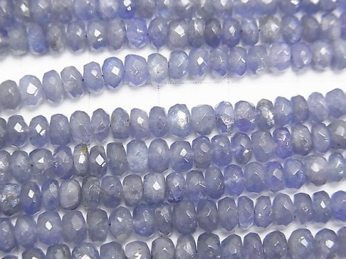 [Video] Tanzanite AA ++ Faceted Button Roundel Size gradation half or 1strand beads (aprx.15inch / 38cm)