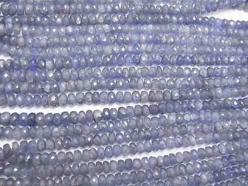 [Video] Tanzanite AA ++ Faceted Button Rondelle Size gradation half or 1strand beads (aprx.15inch / 38cm)