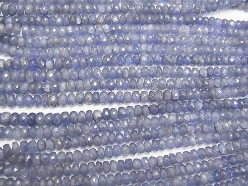 [Video] Tanzanite AA ++ Faceted Button Roundel Size gradation half or 1strand beads (aprx.15inch / 38cm)