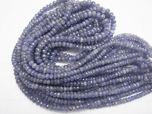 [Video] Tanzanite AA ++ Faceted Button Roundel Size gradation half or 1strand beads (aprx.15inch / 38cm)