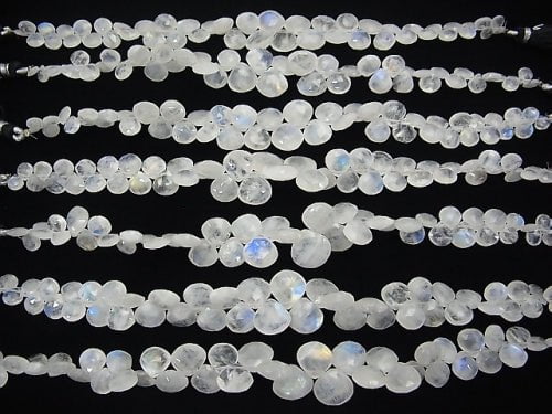 [Video] High Quality Rainbow Moonstone AA ++ Chestnut Faceted Briolette 1strand beads (aprx.7inch / 17cm)