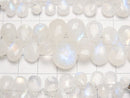 [Video] High Quality Rainbow Moonstone AA++ Pear shape Faceted Briolette 1strand beads (aprx.7inch / 17cm)