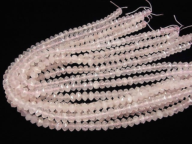 [Video]High Quality! Madagascar Rose Quartz AAA- Star Faceted Button Roundel 9x9x6mm 1/4 or 1strand beads (aprx.15 inch / 38 cm)