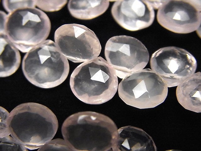 Chestnut Shape, Faceted Briolette, Rose Quartz Gemstone Beads