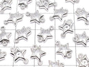 Metal Star Both Side Charms, Silver Color (with CZ), 5 Pieces