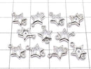 Metal Star Both Side Charms, Silver Color (with CZ), 5 Pieces