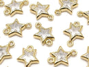 Metal Star Both Side Charms, Gold Color (with CZ), 5 Pieces