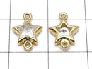 Metal Star Both Side Charms, Gold Color (with CZ), 5 Pieces