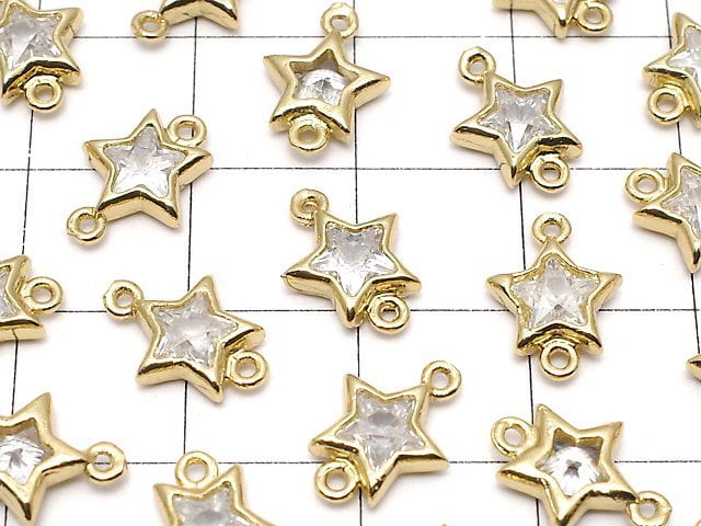 5pcs $3.79! Metal Parts Star Both Side Charm Gold Color (with CZ) 3pcs