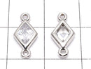 Metal parts Diamond Both Side charm silver color (with CZ) 5pcs