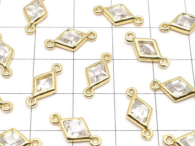 Metal Parts Diamond Both Side Charm Gold Color (with CZ) 5pcs