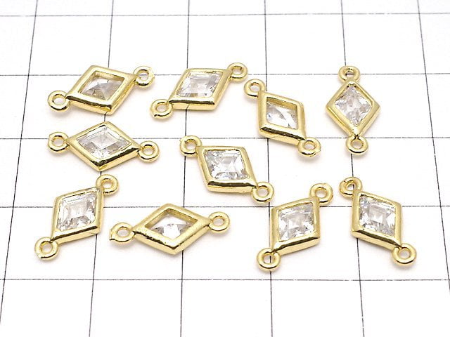 Metal Parts Diamond Both Side Charm Gold Color (with CZ) 5pcs