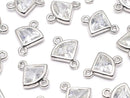 Metal parts fan-shaped Both Side charms Silver color (with CZ) 5pcs