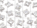 Metal parts fan-shaped Both Side charms Silver color (with CZ) 5pcs