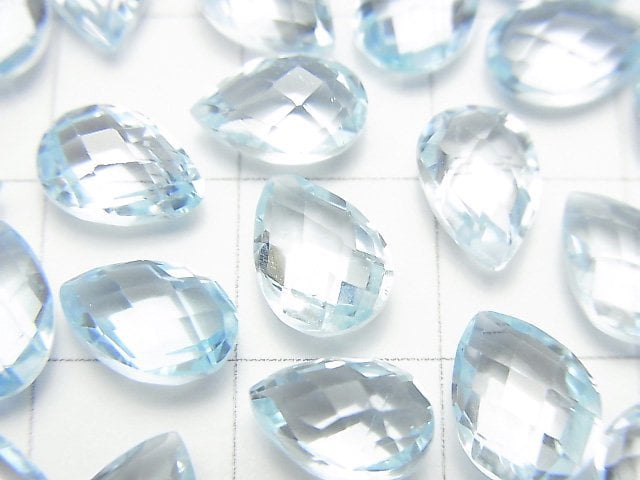 [Video] High Quality Sky Blue Topaz AAA Loose stone Faceted Pear Shape 9x6mm 4pcs