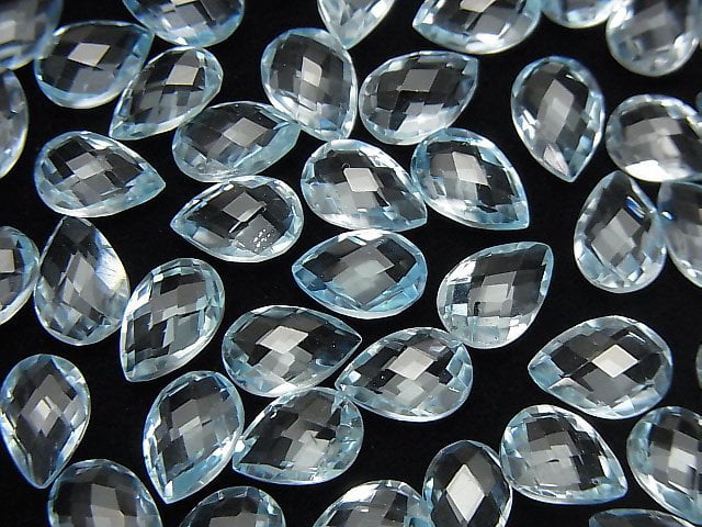 [Video] High Quality Sky Blue Topaz AAA Loose stone Faceted Pear Shape 9x6mm 4pcs