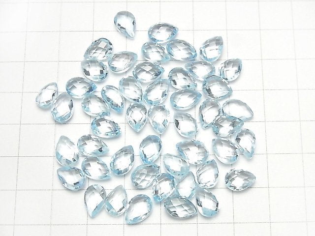 [Video] High Quality Sky Blue Topaz AAA Loose stone Faceted Pear Shape 9x6mm 4pcs