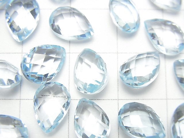 [Video] High Quality Sky Blue Topaz AAA Loose stone Faceted Pear Shape 10x7mm 3pcs