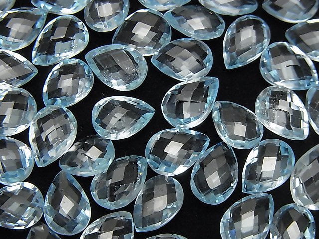 [Video] High Quality Sky Blue Topaz AAA Loose stone Faceted Pear Shape 10x7mm 3pcs