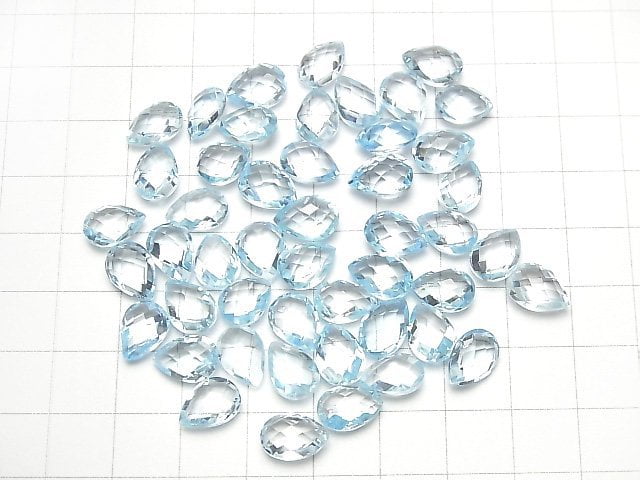 [Video] High Quality Sky Blue Topaz AAA Loose stone Faceted Pear Shape 10x7mm 3pcs