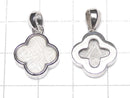 Meteorite (Muonionalusta) Clover Pendant 14 x 14 x 4 mm Silver 925
