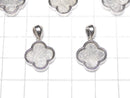Meteorite (Muonionalusta) Clover Pendant 14 x 14 x 4 mm Silver 925