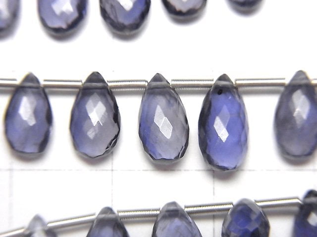 MicroCut High Quality Iolite AAA Pear shape  Faceted Briolette  1strand (8pcs )