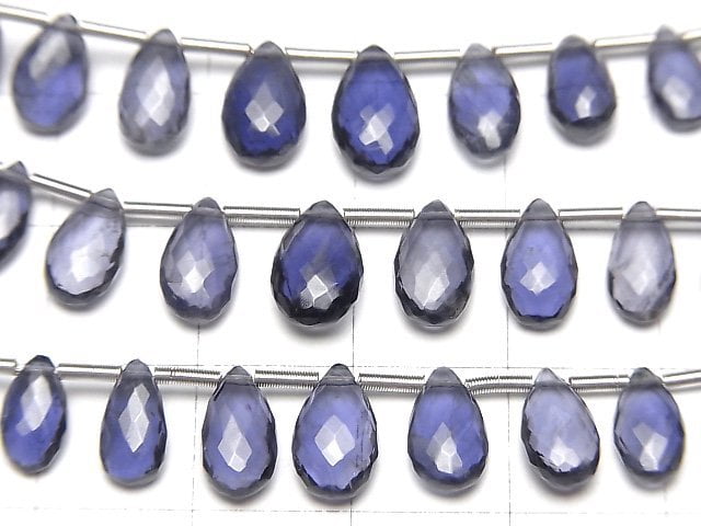 MicroCut High Quality Iolite AAA Pear shape  Faceted Briolette  1strand (8pcs )